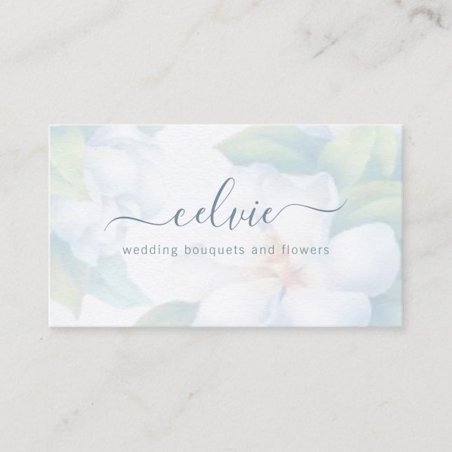 Elegant White Floral Minimalist | Business Card (Front)