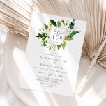 Elegant White Floral Monogram Wedding Invitation<br><div class="desc">This elegant white floral monogram wedding invitation is perfect for a classic wedding. The modern vintage design features beautifully romantic ivory and cream watercolor rose and peony flowers with dark green leaves,  greenery and botanicals. Personalize the card with your initials monogram.</div>