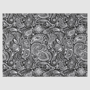 Elegant White Floral paisley On  Background Tissue Tissue Paper
