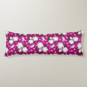 Elegant White Floral Pattern Botanical Design Body Pillow