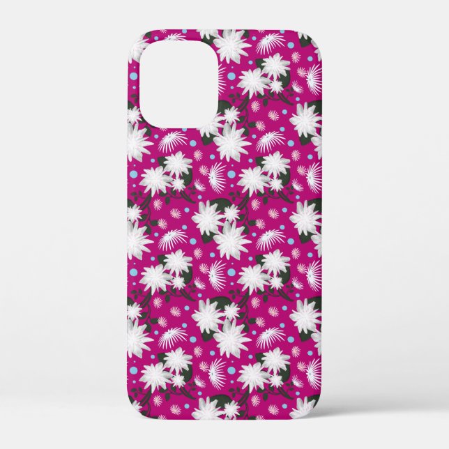 Elegant White Floral Pattern Botanical Design Case-Mate iPhone Case (Back)