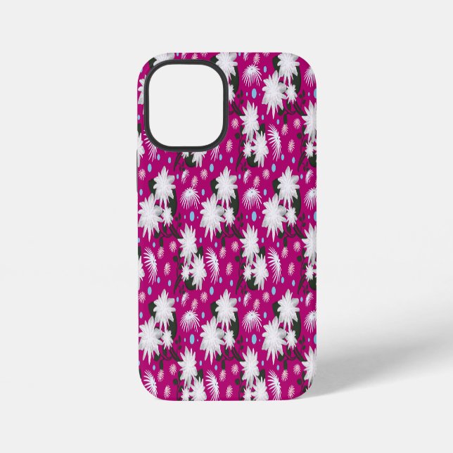 Elegant White Floral Pattern Botanical Design iPhone Case (Back)