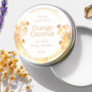 Elegant White Floral Product Packaging Labels Gold