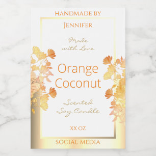 Elegant White Floral Product Packaging Labels Gold