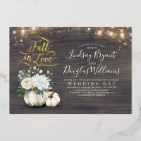 Elegant White Floral Pumpkins Fall in Love Wedding