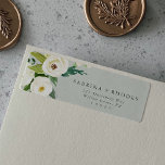 Elegant White Floral | Sage Mint Return Address<br><div class="desc">These elegant white floral sage mint return address labels are perfect for a classic wedding. The modern vintage design features beautifully romantic ivory and cream watercolor rose and peony flowers with dark green leaves, greenery and botanicals. These labels can be used for a wedding, bridal shower, special event or any...</div>