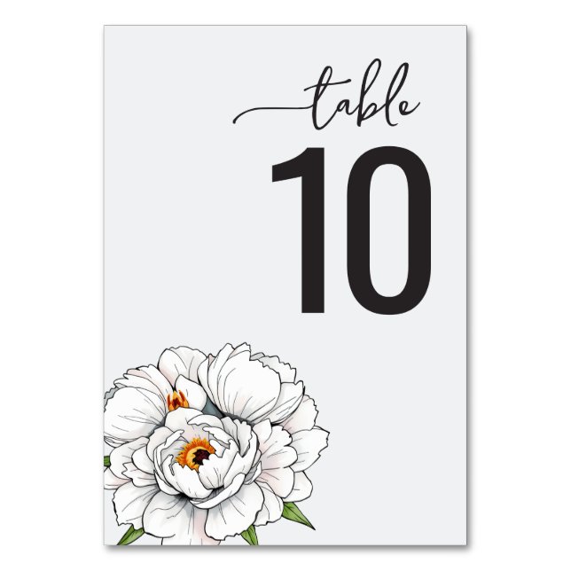 Elegant White Floral Table Number (Front)