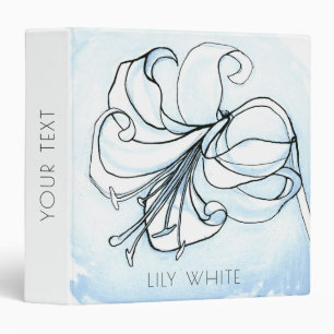 Elegant White Floral Template Name • Lily Art Binder