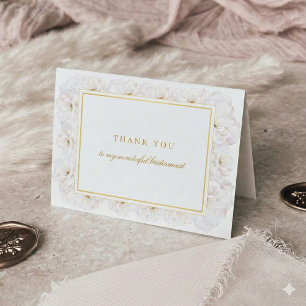 Elegant White Floral thank you Bridesmaid card