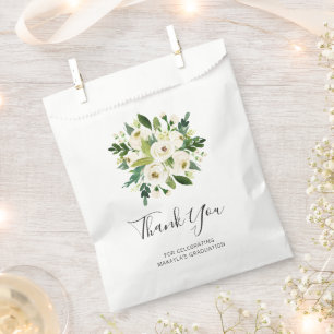 Elegant White Floral Thank You Graduation Favour Bag