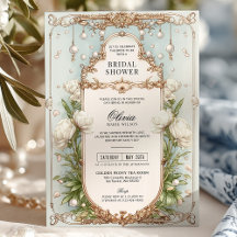 Elegant White Floral Vintage Pearl Bridal Shower
