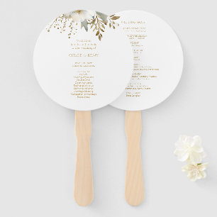 Elegant White   Floral Watercolor Wedding Hand Fan