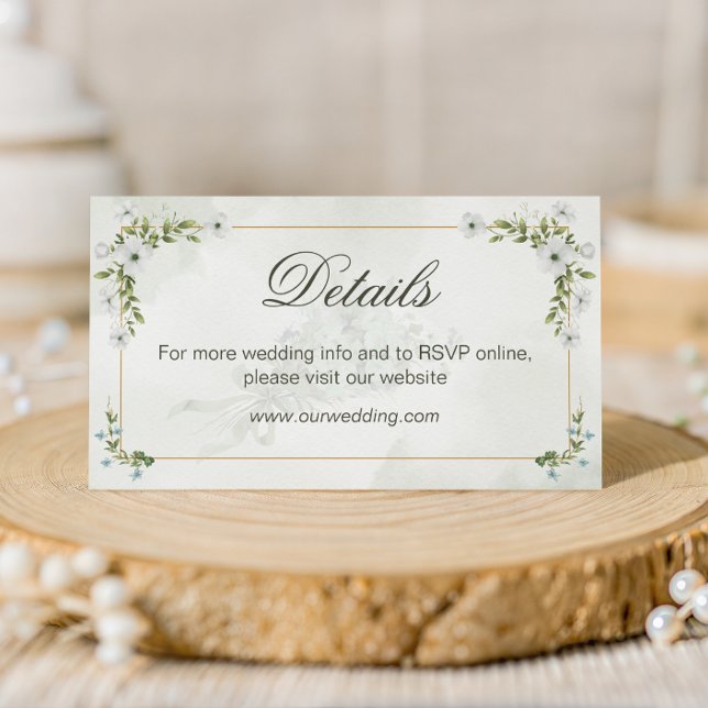 Elegant White Floral Wedding Details Card QR Code (Creator Uploaded)