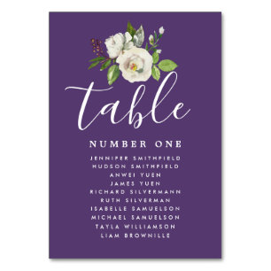 Elegant White Floral Wedding Guest Seating Chart Table Number