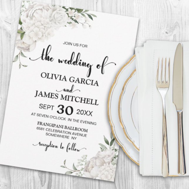 Elegant White Floral Wedding Invitation (Creator Uploaded)