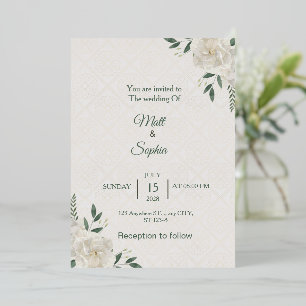Elegant White Floral Wedding Invitation card