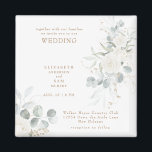 Elegant  White Floral Wedding Magnet<br><div class="desc">White Floral Wedding  invitation magnet.  Square.  White Floral.  Foliage.  Elegant.</div>