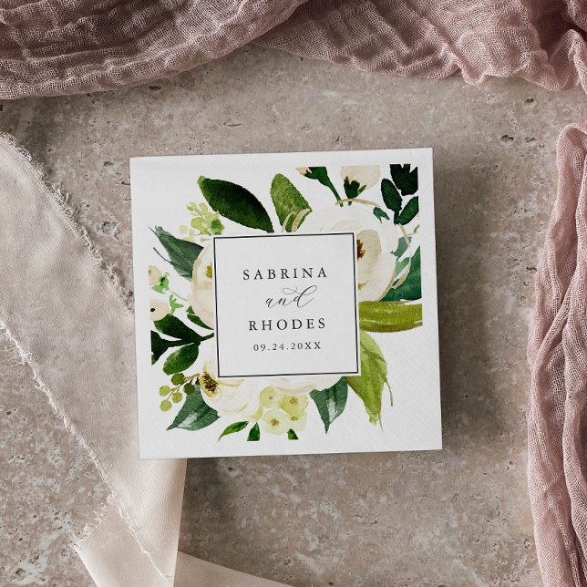 Elegant White Floral Wedding Napkins (Creator Uploaded)