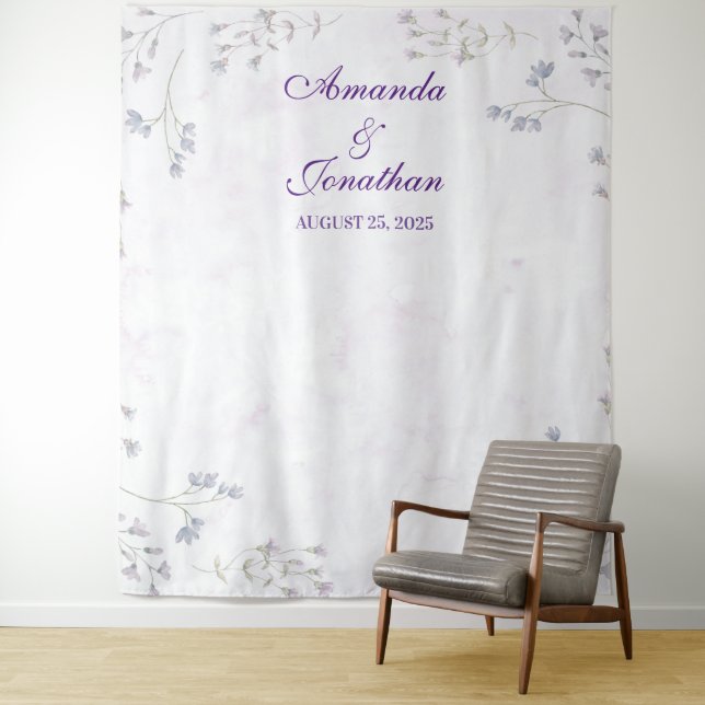 Elegant White Floral Wedding Photo Booth Backdrop Tapestry (In Situ)