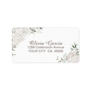 Elegant White Floral Wedding Return Address Label