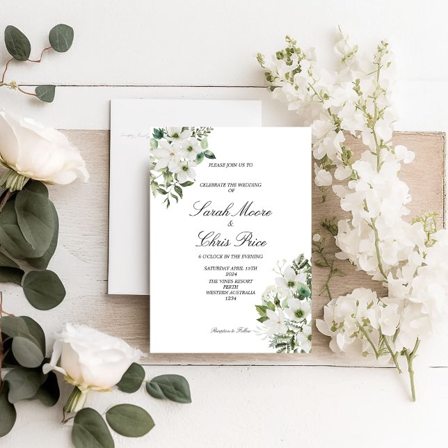 Elegant White Floral Wedding  Save The Date (Creator Uploaded)