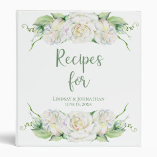Elegant White Floral Wedding Shower Recipe Binder