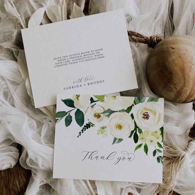 Elegant White Floral Wedding Thank You Card (Creator Uploaded)