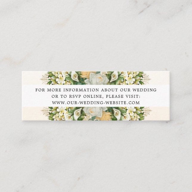 Elegant White Floral Wedding Website RSVP Card (Front)