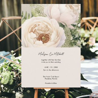 Elegant White Flower Bouquet Watercolor Invitation