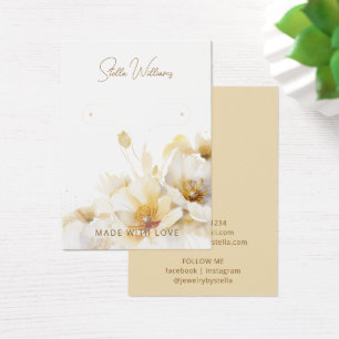Elegant White Flower Hoop Earring Display Card