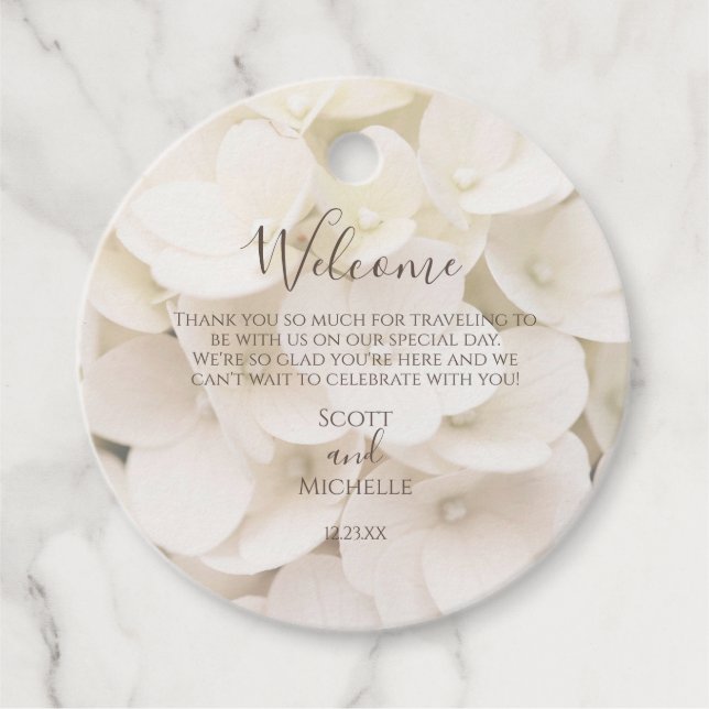 Elegant White Flower Petals Floral Gift Tag (Front)