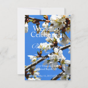 Elegant white flowering blossoms  invitation
