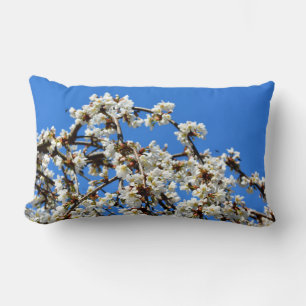 Elegant white flowering blossoms lumbar pillow