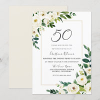 Elegant White Flowers 50th Birthday Party