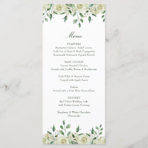 Elegant White Flowers Greenery Baptism Menu