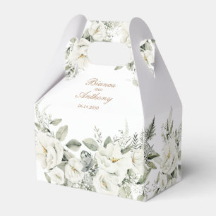 Elegant White Flowers Greenery Wedding Favor Box