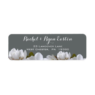 Elegant White Flowers Wedding Return Address Label
