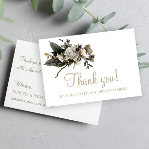 Elegant white flowers wedding thank you card