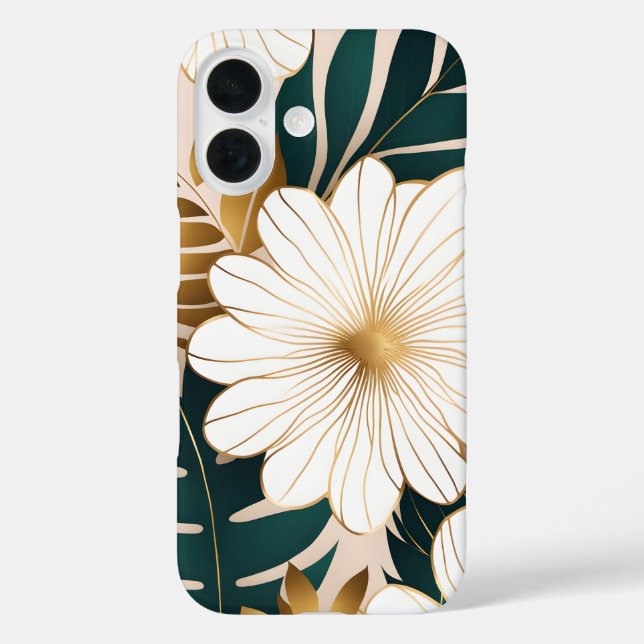 Elegant White Flowers with Green & Gold Foliage  Case-Mate iPhone Case (Back)