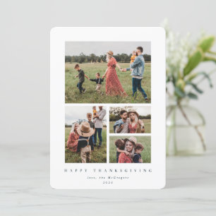 Elegant White Frame 4 Photo Happy Thanksgiving Holiday Card