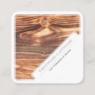 Elegant white framed wooden style wood grain square business card