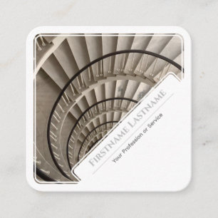 Elegant white frames for escalator stairs experts square business card