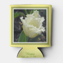 Elegant White Frayed Tulip with Border Design