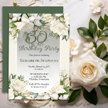 Elegant White Gardenia Floral 30th Birthday Party Invitation<br><div class="desc">Celebrate a milestone birthday with timeless elegance. This sophisticated 30th birthday party invitation features a soft botanical frame of white gardenia and lily florals and delicate greenery surrounding a refined sage green background. The graceful oval frame and classic typography create a polished, upscale look perfect for a stylish birthday celebration....</div>