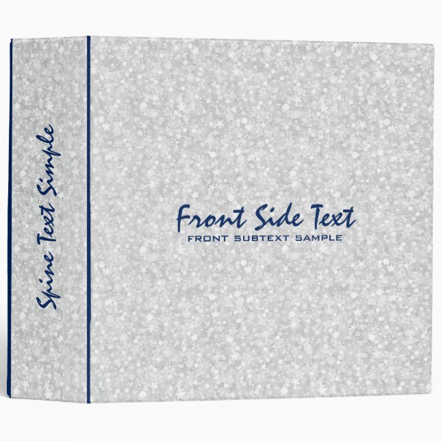 Elegant white Glitter And Sparkles Blue Accents Binder (Front/Spine)