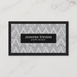 Elegant White Glitter Chevron Zigzag Pattern Business Card