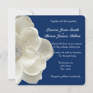 Elegant White, Glitter Flower, Wedding Invitation