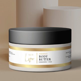 Elegant White & Gold 4 OZ 120ml Cosmetic Jar Label
