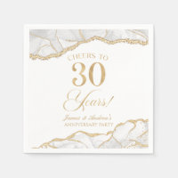 Elegant White Gold Agate 30th Anniversary Party