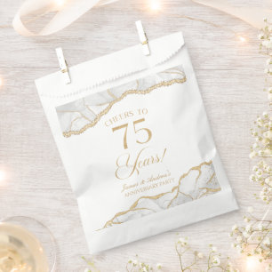 Elegant White Gold Agate 75th Anniversary Party Favour Bag